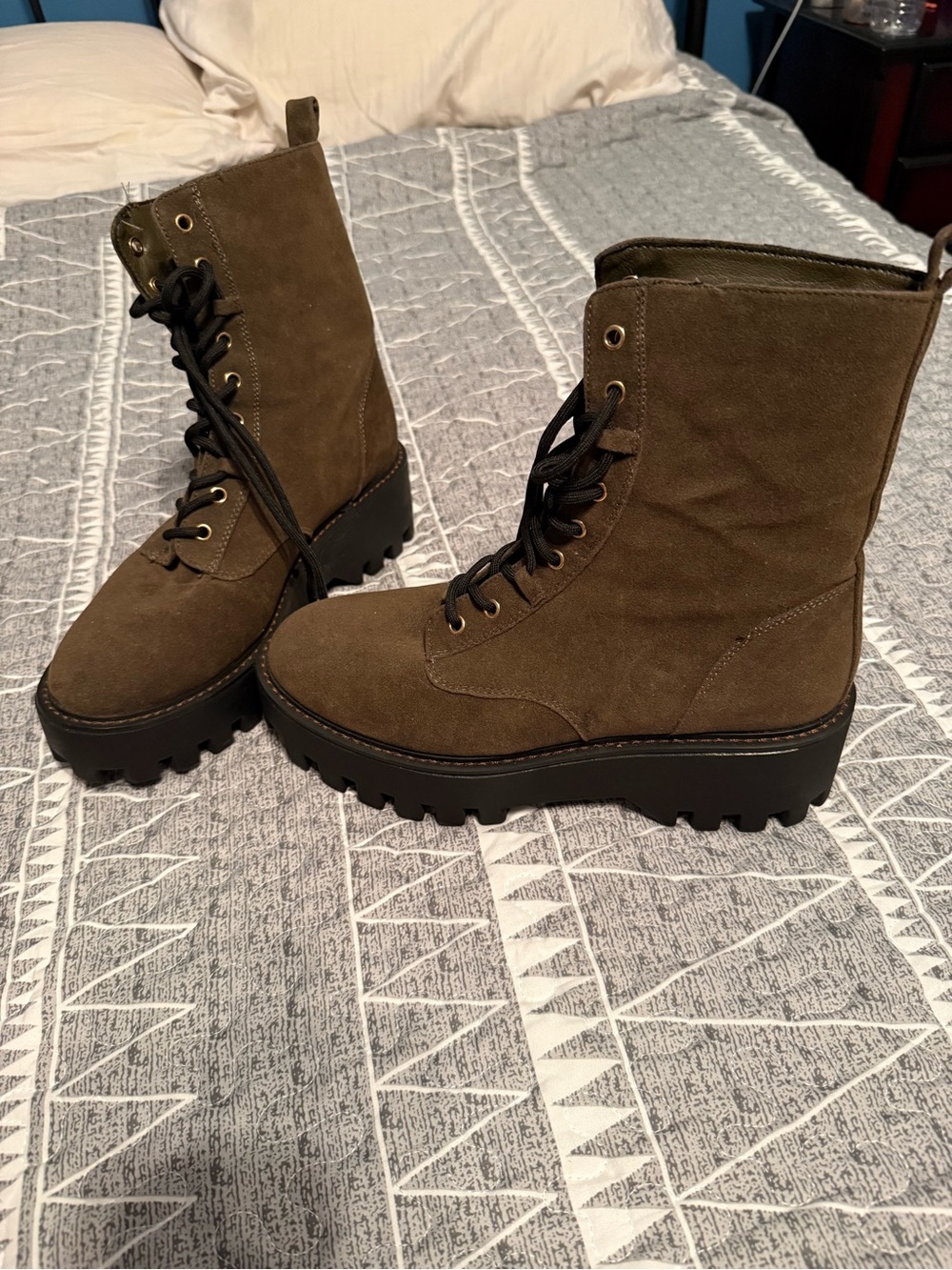 JustFab brown Suede Lug Combat Boots